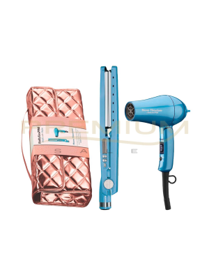 Kit travel Plancha 1-1/4" + secador Nano Titanium (modelo BNTHOLBGUZ) Babyliss