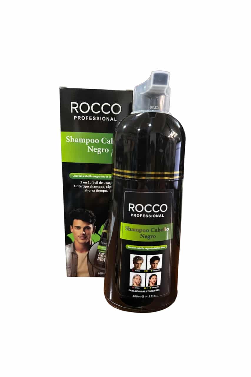 Shampoo colorante cubre canas Negro 400 ml. Rocco